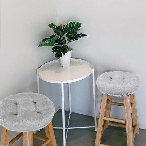Dark Grey Bar Stool Seat Cushions, Round Stool Covers Pads with Ties Non Slip (12"x12"x4",1 Pack) in Saudi Arabia