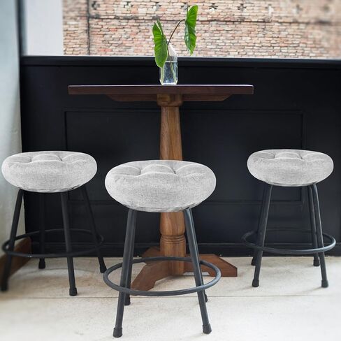 Dark Grey Bar Stool Seat Cushions, Round Stool Covers Pads with Ties Non Slip (12"x12"x4",1 Pack) in Saudi Arabia
