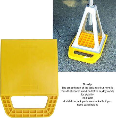 RV Jack Pad Stabilizer Pad Pad Pad Pad 4pcs قابلة للتكديس قابلة للتكديس منعتًا للغرق في المعسكرات المقطورة Caravan 6.1x6.1 بوصة (أسود) in Kuwait