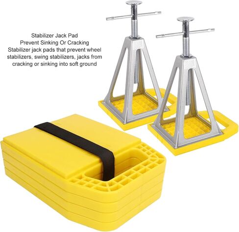 RV Jack Pad Stabilizer Pad Pad Pad Pad 4pcs قابلة للتكديس قابلة للتكديس منعتًا للغرق في المعسكرات المقطورة Caravan 6.1x6.1 بوصة (أسود) in Kuwait