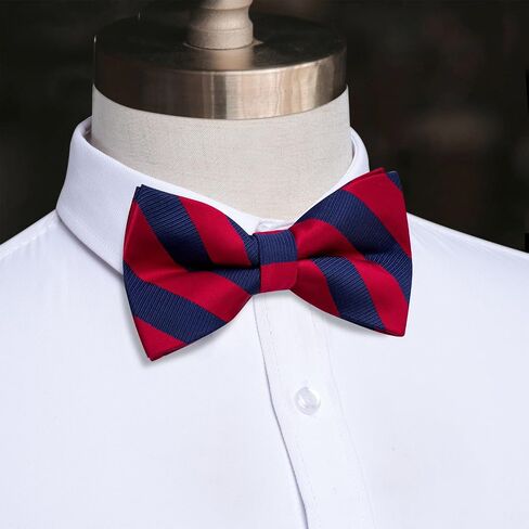 Silk Bow Tie Set for Men Striped Pre-tied Tuxedo Bowties Pocket Square Cufflinks Adjustable Wedding Prom Party in Saudi Arabia