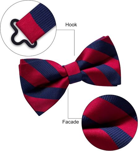 Silk Bow Tie Set for Men Striped Pre-tied Tuxedo Bowties Pocket Square Cufflinks Adjustable Wedding Prom Party in Saudi Arabia