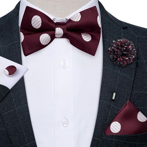 Silk Bow Tie Set for Men Striped Pre-tied Tuxedo Bowties Pocket Square Cufflinks Adjustable Wedding Prom Party in Saudi Arabia