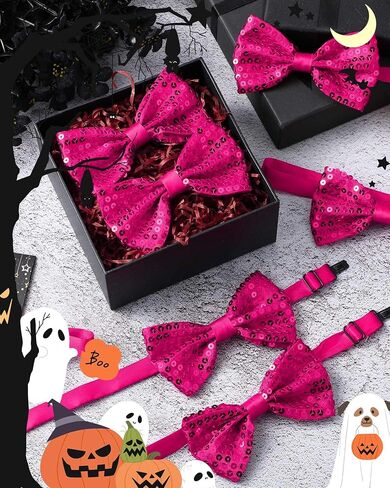 Geyoga 24 PCS Men's Sequin Bow Ties Pre Parkle Sequin Banded Double Bowtie Ties مع شريط رقبة قابل للتعديل in Saudi Arabia