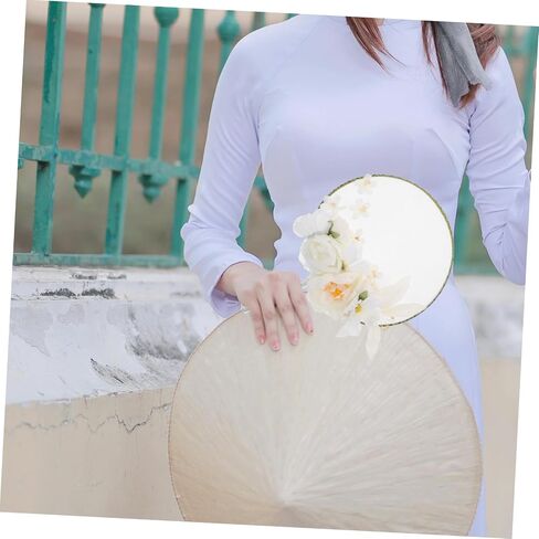 مروحة مجداف بيضاء أنيقة مع تطريز الأزهار ولهجات الشرابة تصميم مزدوج على الوجه لحفلات الزفاف مهرجانات وحفلات للديكور المنزلي والأحداث in Saudi Arabia