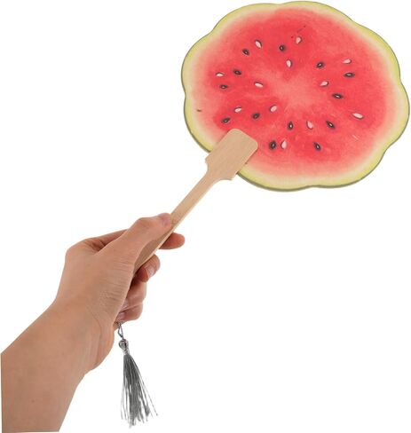 Zerodeko Watermelon Handheld Fan Paddle Summer Summer مع مقبض طويل من قطعة خشبية واحدة لحفلات حفلات الزفاف والديكور المنزلي in Kuwait