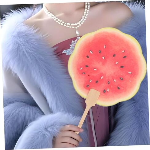 Zerodeko Watermelon Handheld Fan Paddle Summer Summer مع مقبض طويل من قطعة خشبية واحدة لحفلات حفلات الزفاف والديكور المنزلي in Kuwait