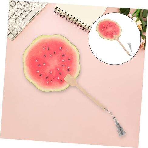 Zerodeko Watermelon Handheld Fan Paddle Summer Summer مع مقبض طويل من قطعة خشبية واحدة لحفلات حفلات الزفاف والديكور المنزلي in Kuwait