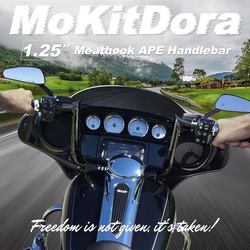 MoKitDora Street Electra Glide Ape Hanger 10 بوصة ارتفاع 1-1/4 بوصة دهون 1 بوصة مشبك قرد باجر ميثوك بار لـ 1996-2023 Harley FLHT & FLHX Ultra Limited Tri-Glide، أسود in Saudi Arabia