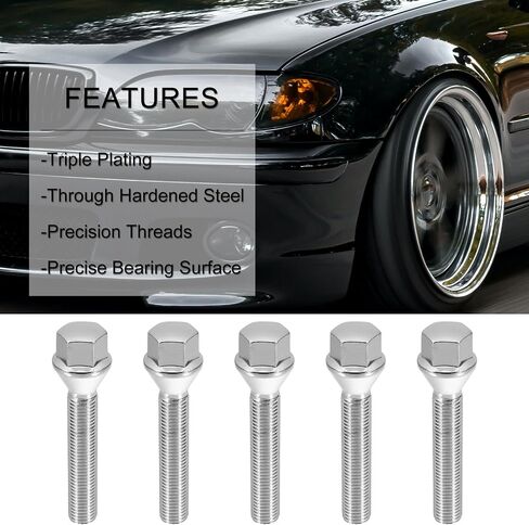 uxcell M12 x 1.5 Chrome Wheel Studs Set Taper Seat 17 mm Shank Wheel Bolts Lug 8pcs in Saudi Arabia