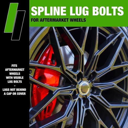 DPAccessories Lug Bolts Compatible with 2014-2018 BMW X5 | Black Spline Style | for Aftermarket Aluminum Wheels Only | Set of 20 Wheel Bolts & 1 Tool | DBMF1503A-BK/1 in Saudi Arabia