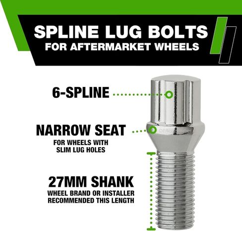 DPAccessories Lug Bolts Compatible with 2014-2018 BMW X5 | Black Spline Style | for Aftermarket Aluminum Wheels Only | Set of 20 Wheel Bolts & 1 Tool | DBMF1503A-BK/1 in Saudi Arabia