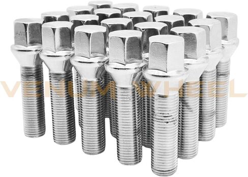 Complete Set of M12x1.25 Chrome Tapered Conical Seat Lug Bolts 45 MM Extended Shank Length Compatible with Jeep Fiat Dodge Chrysler Alfa Romeo Factory & Aftermarket Wheels in Saudi Arabia