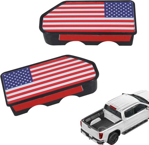 2PCS Bed Rail Stake Pocket Covers, Compatible with GMC Chevy Silverado Sierra 1500 2019-2024, GMC Sierra 3500HD 2020-2025, Truck Rear Holes Plugs Covers (Black Flag) in Kuwait