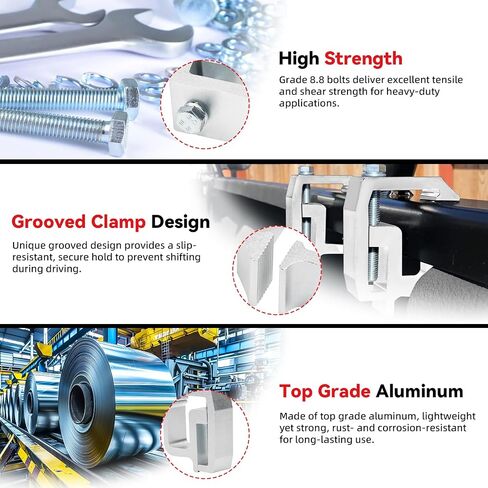 Heavy Duty Silver Truck Cap Mounting Clamps (4-Pack) - Compatible with Chevy Silverado/GMC Sierra Dodge Ram 1500/2500/3500 Ford F150/F250 - Aluminum Clips for Camper Shell & Topper Installation in Saudi Arabia
