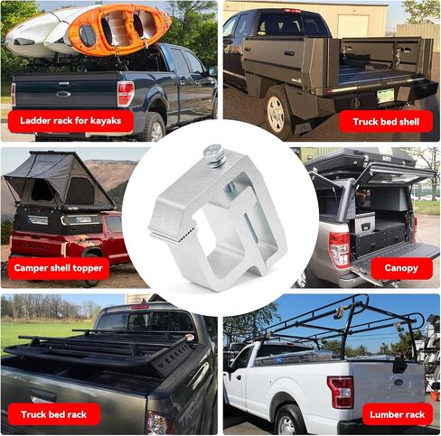 Heavy Duty Silver Truck Cap Mounting Clamps (4-Pack) - Compatible with Chevy Silverado/GMC Sierra Dodge Ram 1500/2500/3500 Ford F150/F250 - Aluminum Clips for Camper Shell & Topper Installation in Saudi Arabia