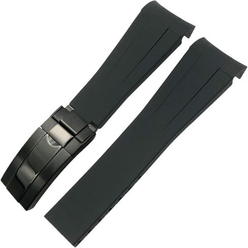 Haolmi-20mm 21mm 22mm Silicone Strap Black Watch Band Bracelet Rubber Watchband Fit for Rolex Submariner GMT Master Daytona in Kuwait