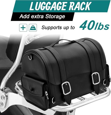 MoKitDora Detachable Softail Backrest Sissy Bar Upright with Pad & Luggage Rack for 2018-later FLDE FLHC FLHCS FLSL FXBB FXBBS FXST, Black in Kuwait