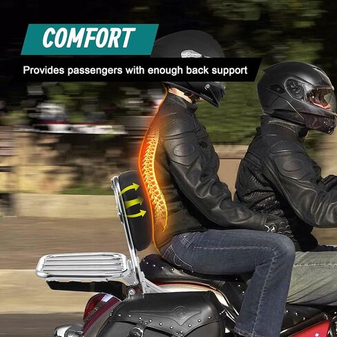 MoKitDora Detachable Softail Backrest Sissy Bar Upright with Pad & Luggage Rack for 2018-later FLDE FLHC FLHCS FLSL FXBB FXBBS FXST, Black in Kuwait