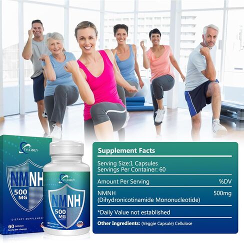 New NMNH 500mg Per Serving (Dihydronicotinamide Mononucleotide), NAD 𝐒𝐮𝐩𝐩𝐥𝐞𝐦𝐞𝐧𝐭𝐬 Pure Organic, More Effective Than NMN for Anti-Aging, Energy, Immunity, Focus - 60 Count in Saudi Arabia