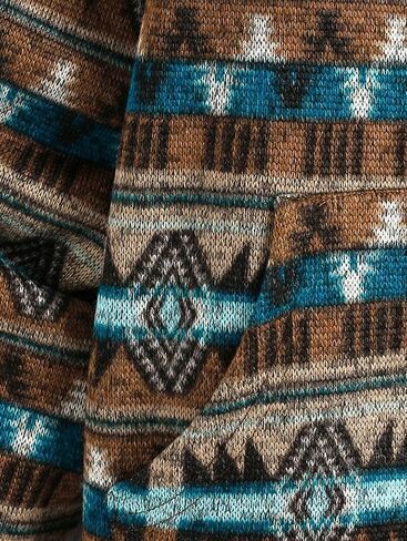 ZAFUL Women's Long Sleeve Zip Up Coat Faux Fur Ethnic Aztec Print Fall Jacket with Pocket Teddy Cropped Oversized Outwear in Saudi Arabia