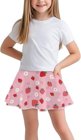 Girl's Tennis Skirts with Shorts Stylish Pleated High Waist Kid's Sports Skirt with Pocket Golf Cheerleading Skort in Saudi Arabia