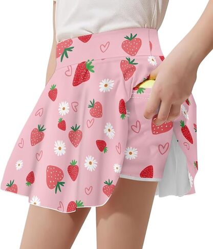Girl's Tennis Skirts with Shorts Stylish Pleated High Waist Kid's Sports Skirt with Pocket Golf Cheerleading Skort in Saudi Arabia