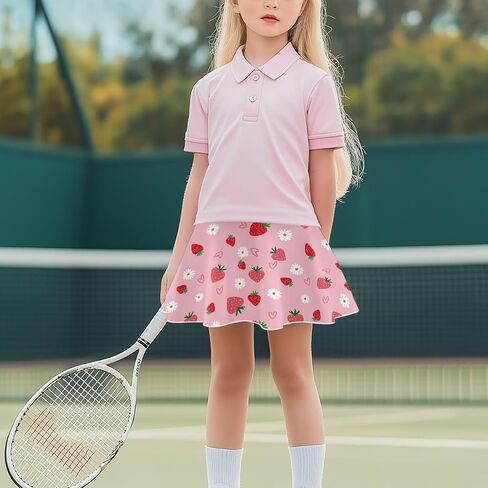 Girl's Tennis Skirts with Shorts Stylish Pleated High Waist Kid's Sports Skirt with Pocket Golf Cheerleading Skort in Saudi Arabia