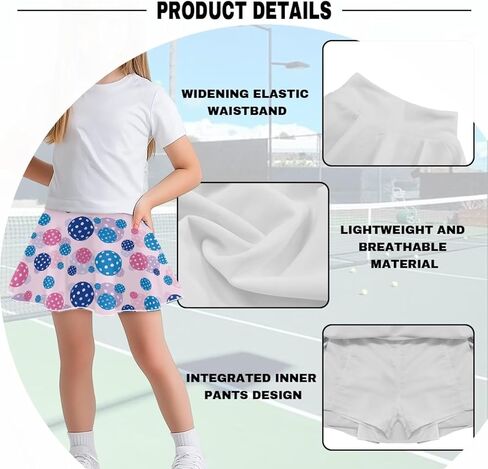 Girl's Tennis Skirts with Shorts Stylish Pleated High Waist Kid's Sports Skirt with Pocket Golf Cheerleading Skort in Saudi Arabia