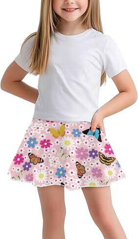 Girl's Tennis Skirts with Shorts Stylish Pleated High Waist Kid's Sports Skirt with Pocket Golf Cheerleading Skort in Saudi Arabia