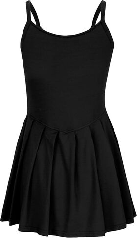 Athletic Dress for Women Spaghetti Strap Pleated Mini Dresses Flowy Solid Fitted Workout Tennis-Dress Activewear in Saudi Arabia