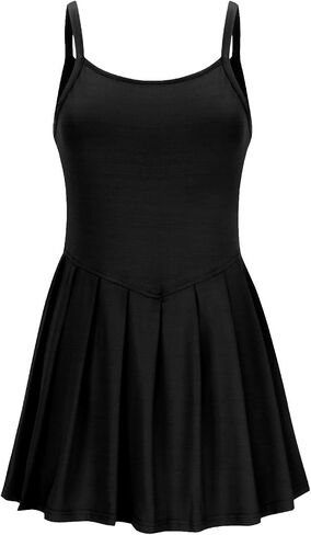 Athletic Dress for Women Spaghetti Strap Pleated Mini Dresses Flowy Solid Fitted Workout Tennis-Dress Activewear in Saudi Arabia