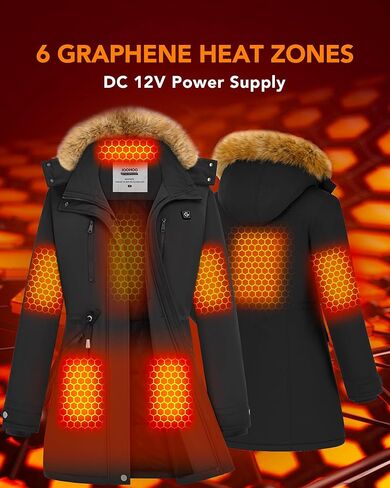 Graphene Heated Jacket Parka for Women with Rechargeable Battery Pack Included in Saudi Arabia