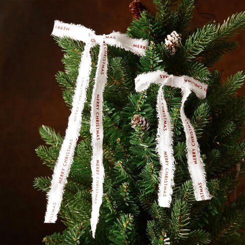 Waydress 2 Pcs Merry Christmas Ribbon Cotton Herringbone Custom Ribbon Natural 5/8" x 10 Yards Christmas Ribbon for Gift Wrapping Crafts DIY Holiday Xmas Decorations in Saudi Arabia