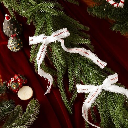 Waydress 2 Pcs Merry Christmas Ribbon Cotton Herringbone Custom Ribbon Natural 5/8" x 10 Yards Christmas Ribbon for Gift Wrapping Crafts DIY Holiday Xmas Decorations in Saudi Arabia