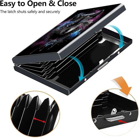 حامل بطاقة الائتمان ، Galaxy Wolf Design Mini RFID حظر الألومنيوم محفظة نحيفة معدن صعبة الصلبة سيلف محفظة معرف الحالة بطاقات الائتمان الصغيرة بطاقات العمل للنساء للنساء الفتيات in Kuwait