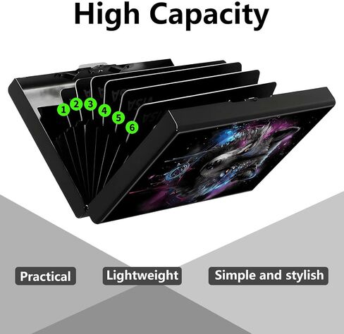 حامل بطاقة الائتمان ، Galaxy Wolf Design Mini RFID حظر الألومنيوم محفظة نحيفة معدن صعبة الصلبة سيلف محفظة معرف الحالة بطاقات الائتمان الصغيرة بطاقات العمل للنساء للنساء الفتيات in Kuwait