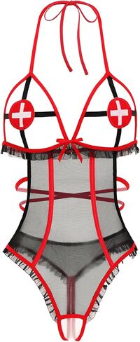 Avidlove Sexy Lingerie for Women Naughty Roleplay Lingerie Bodysuit Nurse Cosplay Outfits Nurse Costume in Saudi Arabia