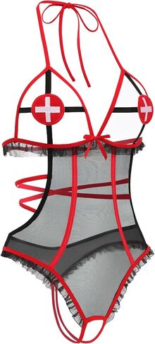 Avidlove Sexy Lingerie for Women Naughty Roleplay Lingerie Bodysuit Nurse Cosplay Outfits Nurse Costume in Saudi Arabia