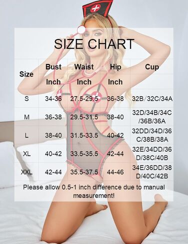 Avidlove Sexy Lingerie for Women Naughty Roleplay Lingerie Bodysuit Nurse Cosplay Outfits Nurse Costume in Saudi Arabia