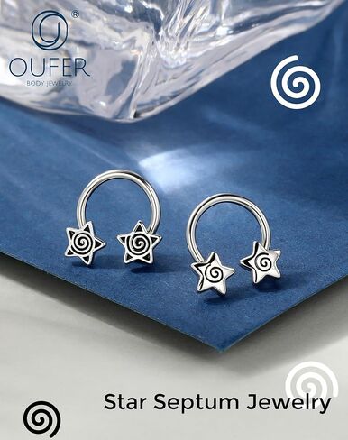 OUFER Septum Rings 16g Septum Jewelry Star Daith Earrings Gothic Tragus Helix Piercing Jewelry for Women Men in Saudi Arabia
