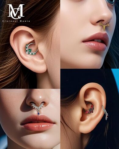 CM Crareesi Mania Septum Rings Mystery Boxes 6Pcs Spetum Clicker 16G Septum Piercing Jewelry 316l Stainless Steel Silver Gold Black Cartilage Earrings for Women Men in Saudi Arabia