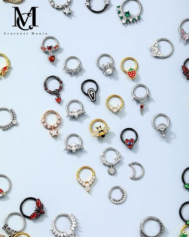 CM Crareesi Mania Septum Rings Mystery Boxes 6Pcs Spetum Clicker 16G Septum Piercing Jewelry 316l Stainless Steel Silver Gold Black Cartilage Earrings for Women Men in Saudi Arabia