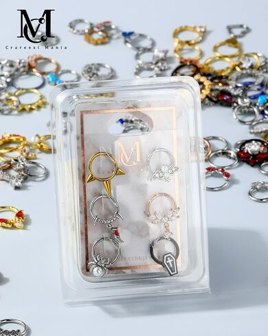 CM Crareesi Mania Septum Rings Mystery Boxes 6Pcs Spetum Clicker 16G Septum Piercing Jewelry 316l Stainless Steel Silver Gold Black Cartilage Earrings for Women Men in Saudi Arabia