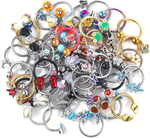 حلقات الحاجز 16G ، 6pcs الحاجز المجوهرات للنساء ، والفولاذ المقاوم للصدأ Daith Helix Tragus Jewelry ، حلقات أنف الحصان ، طوق in Saudi Arabia