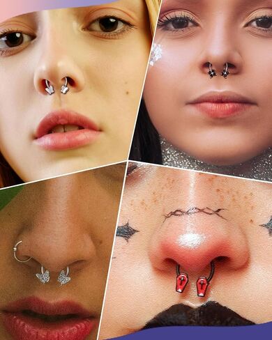 حلقات الحاجز 16G ، 6pcs الحاجز المجوهرات للنساء ، والفولاذ المقاوم للصدأ Daith Helix Tragus Jewelry ، حلقات أنف الحصان ، طوق in Saudi Arabia