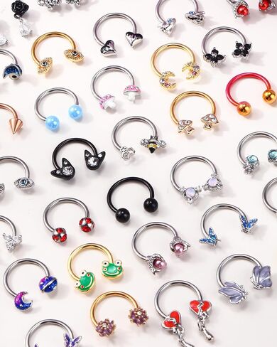 حلقات الحاجز 16G ، 6pcs الحاجز المجوهرات للنساء ، والفولاذ المقاوم للصدأ Daith Helix Tragus Jewelry ، حلقات أنف الحصان ، طوق in Saudi Arabia