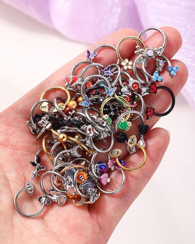 حلقات الحاجز 16G ، 6pcs الحاجز المجوهرات للنساء ، والفولاذ المقاوم للصدأ Daith Helix Tragus Jewelry ، حلقات أنف الحصان ، طوق in Saudi Arabia