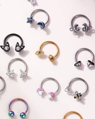 حلقات الحاجز 16G ، 6pcs الحاجز المجوهرات للنساء ، والفولاذ المقاوم للصدأ Daith Helix Tragus Jewelry ، حلقات أنف الحصان ، طوق in Saudi Arabia
