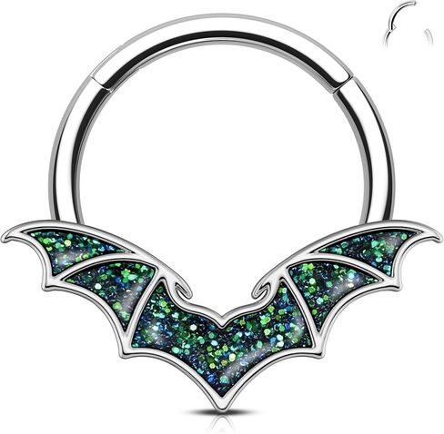 Melighting 16G V-shaped Septum Ring Blue Bat Wings Daith Piercing Jewelry 316L Stainless Steel Halloween Septum Clicker Helix Cartilage Earromg for Women 8/10 mm in Saudi Arabia